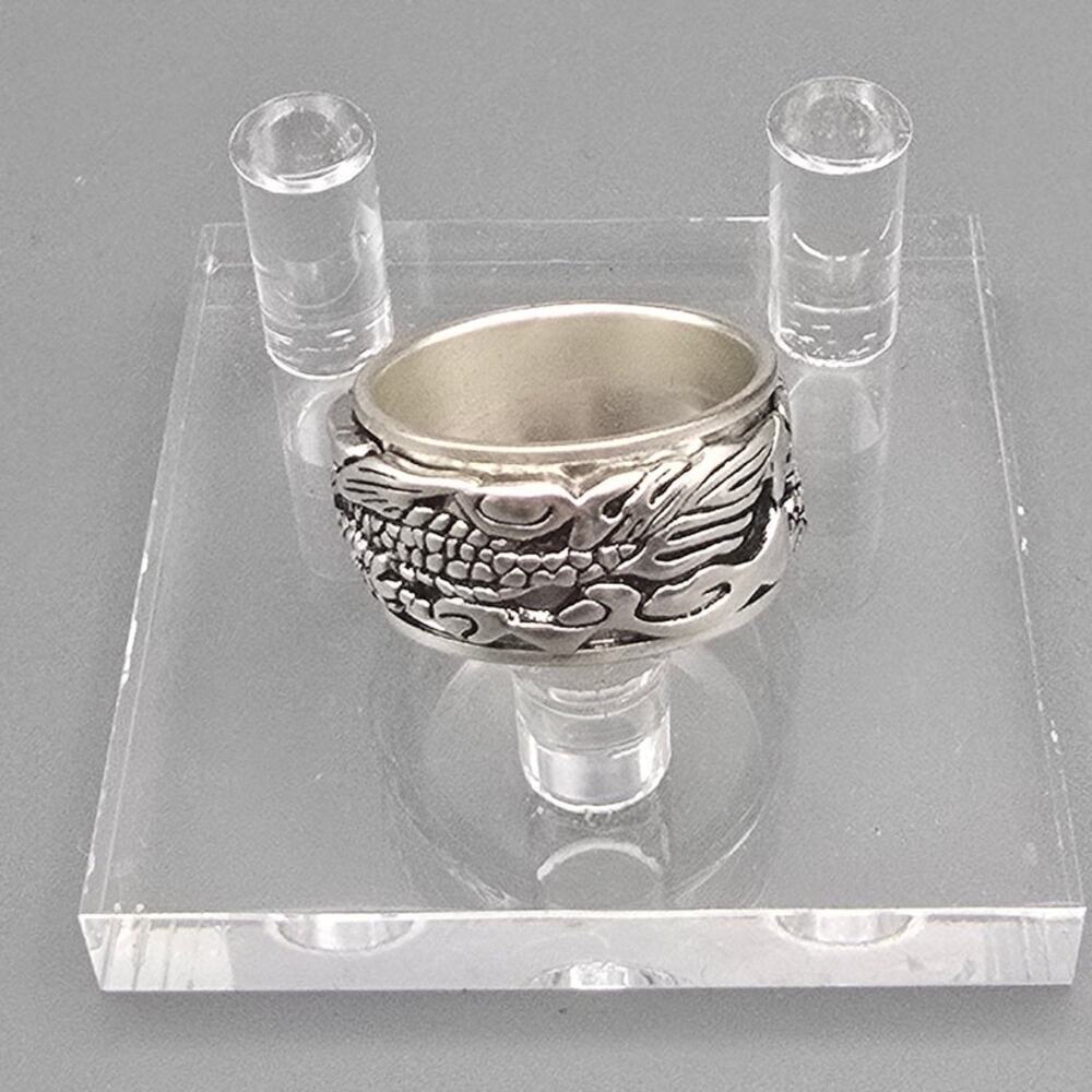 Dragon Spinner Ring Genuine Sterling Silver S925 Wide Band 12mm Size 10 11